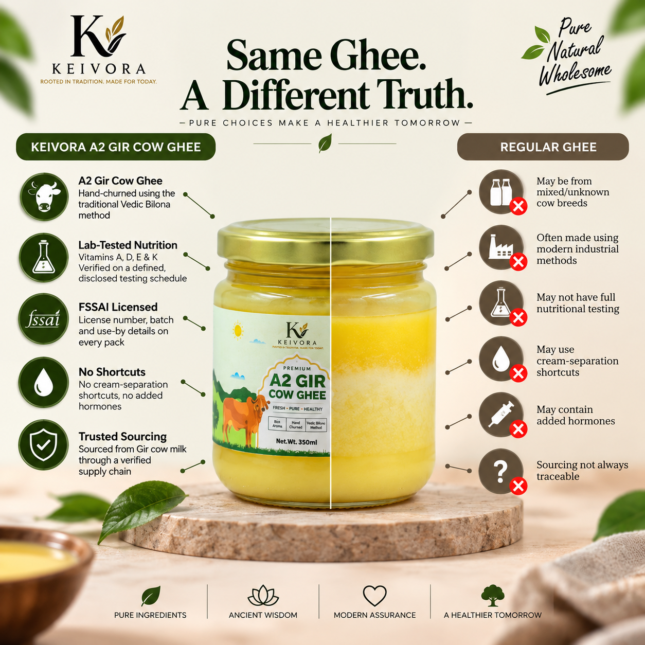 Pure Gir Cow Bilona Ghee - 350ml - Image 4