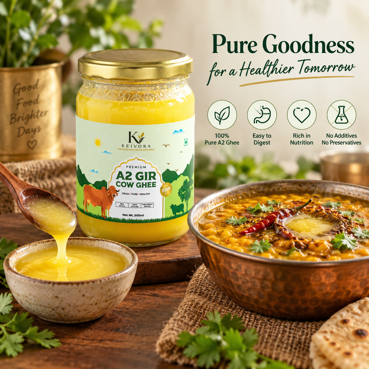 Pure Gir Cow Bilona Ghee - 500ml - Image 3