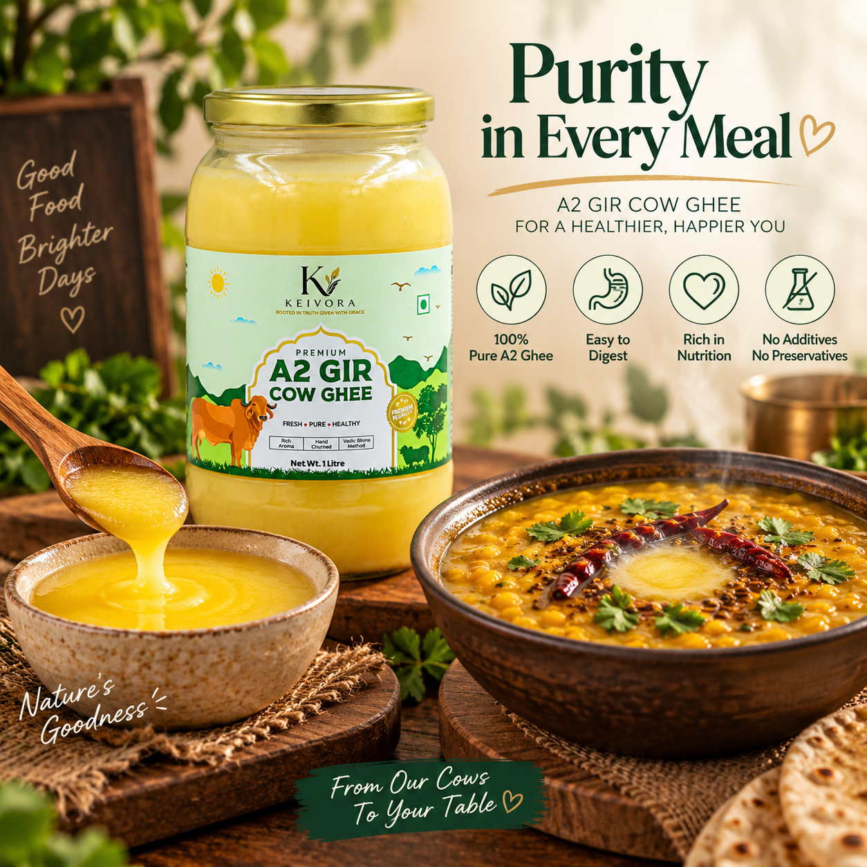 Pure Gir Cow Bilona Ghee - 1 Litre - Image 3