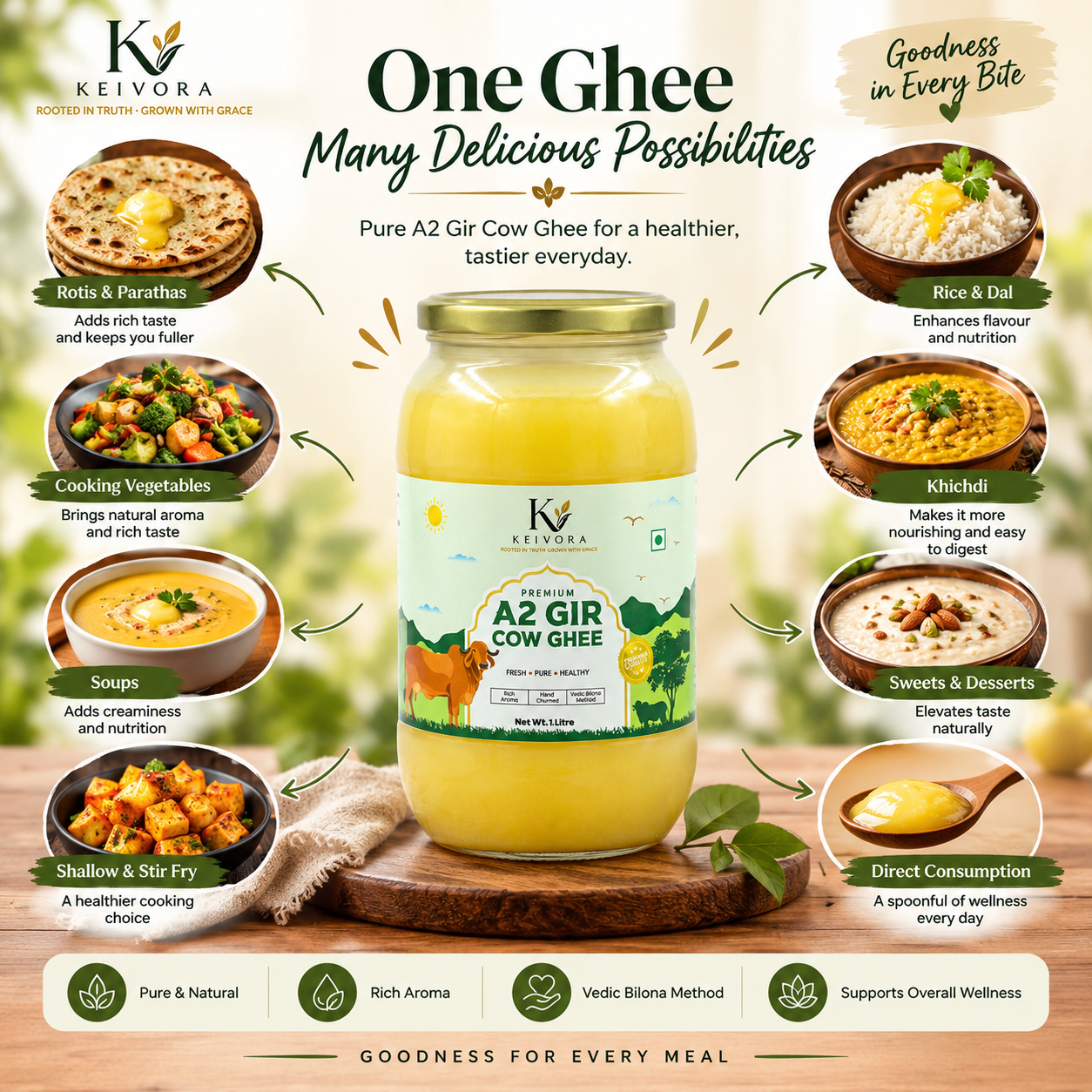 Pure Gir Cow Bilona Ghee - 1 Litre - Image 2